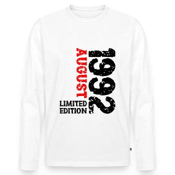 1992 August Limited Edition 31. Geburtstag Outfit - Männer Premium Bio Langarmshirt - Weiß - Vorne - Nico (187cm)