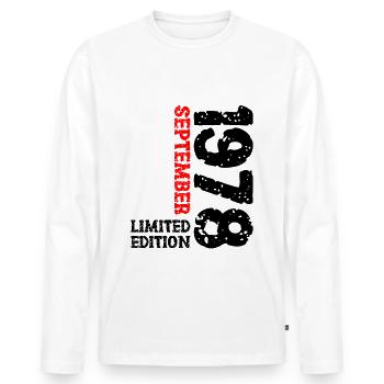 1978 Septembre Édition Limitée 45th Birthday Deco - T-shirt manches longues Premium bio Homme - blanc - Devant - Nico (187cm)