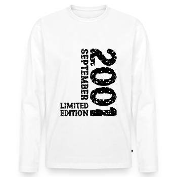 2001 September Limited Edition 22. Geburtstag Deko - Männer Premium Bio Langarmshirt - Weiß - Vorne - Nico (187cm)