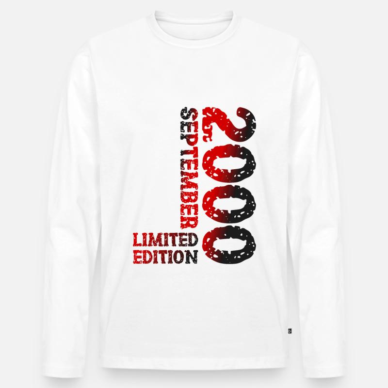 2000 September Limited Edition 23. Geburtstag Deko - Männer Premium Bio Langarmshirt - Weiß