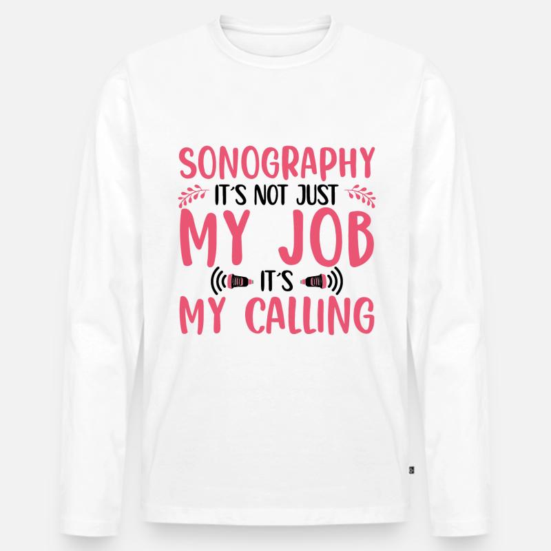 Sonografie - Männer Premium Bio Langarmshirt - Weiß