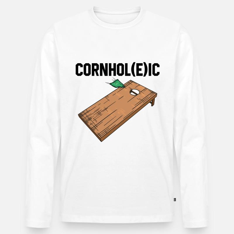 Cornhole - Männer Premium Bio Langarmshirt - Weiß
