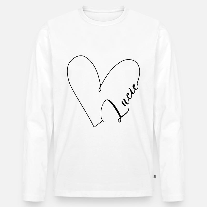 Lucie Name Herzlinie - Männer Premium Bio Langarmshirt - Weiß