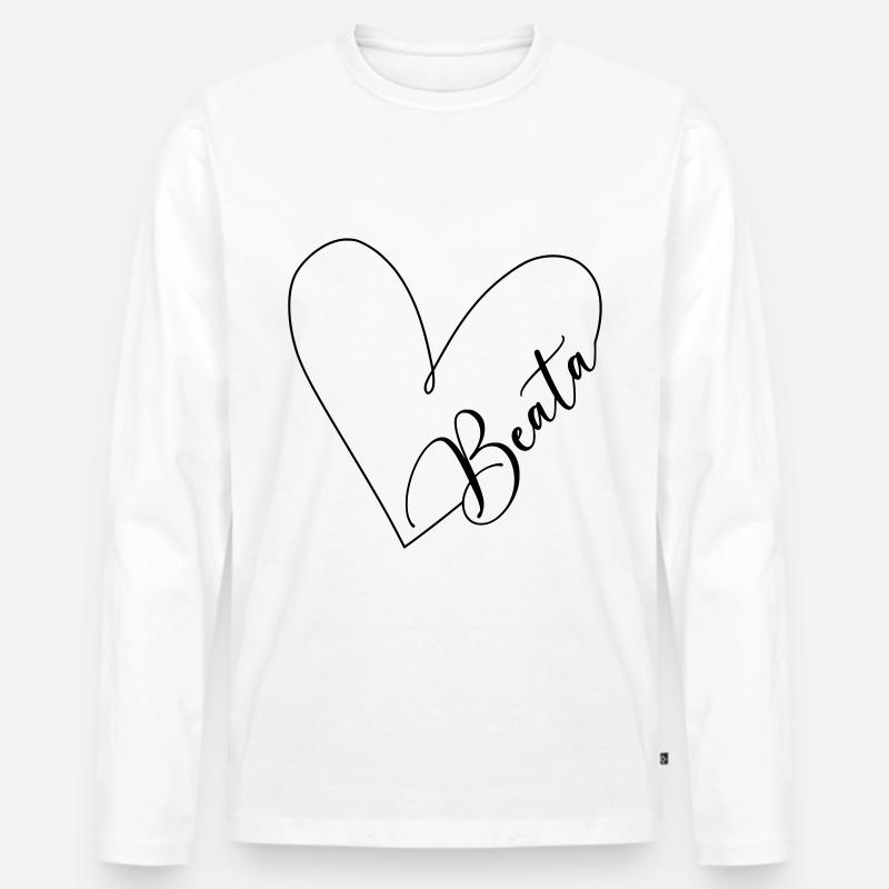 Beata Name Herzlinie - Männer Premium Bio Langarmshirt - Weiß