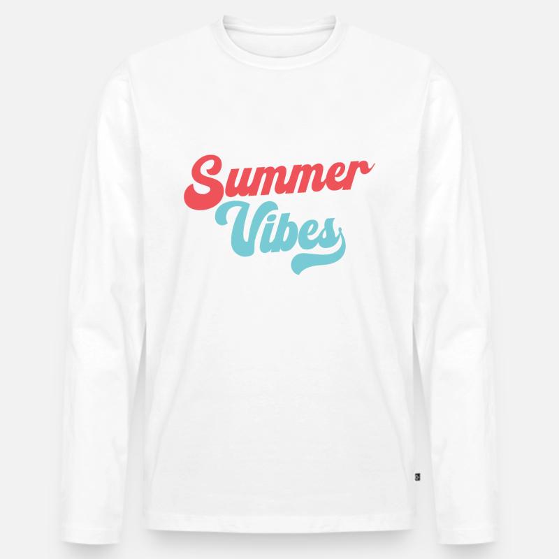Sommer-Vibes - Männer Premium Bio Langarmshirt - Weiß