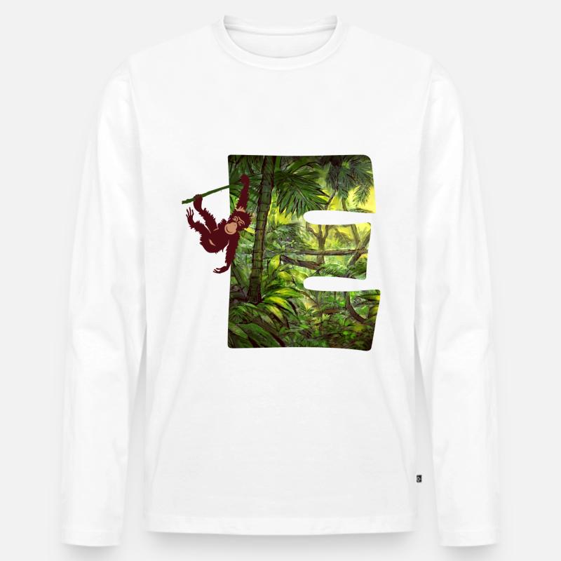 dschungel mit affe e - Männer Premium Bio Langarmshirt - Weiß