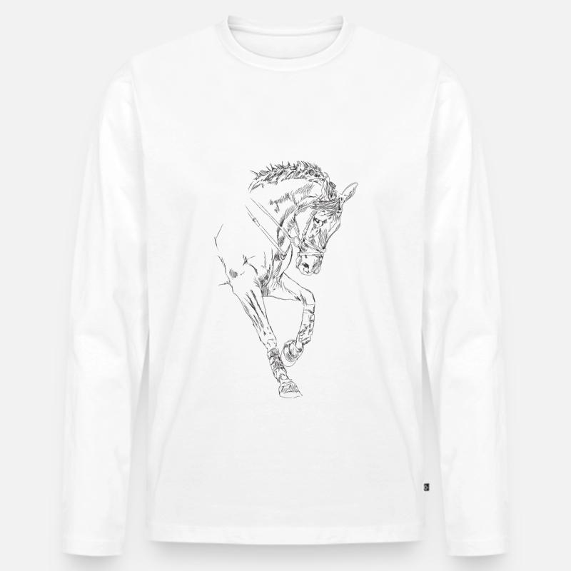 Pferd - Männer Premium Bio Langarmshirt - Weiß