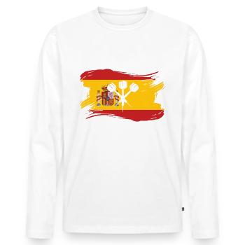 Espagne, Dart Player Design / Dartboard - T-shirt manches longues Premium bio Homme - blanc - Devant - Nico (187cm)