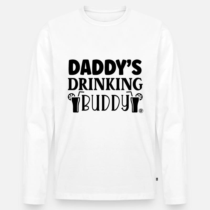 Daddys drinking buddy - Männer Premium Bio Langarmshirt - Weiß
