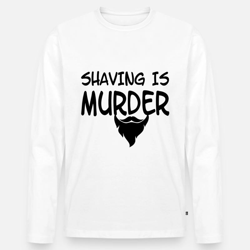 shaving is murder - Männer Premium Bio Langarmshirt - Weiß