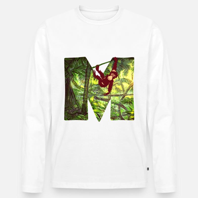 dschungel mit affe m - Männer Premium Bio Langarmshirt - Weiß