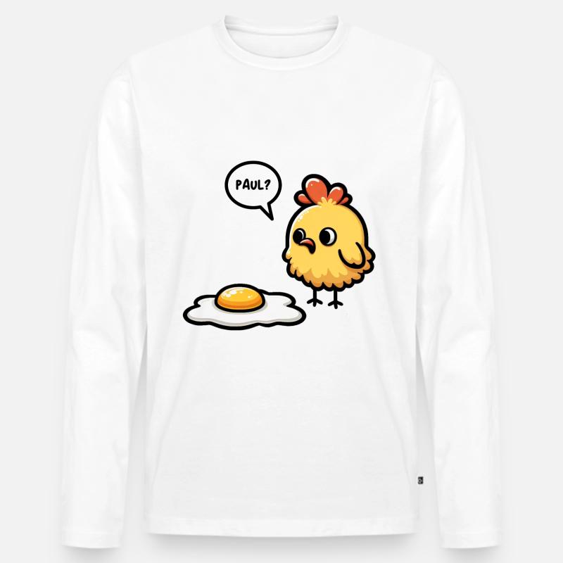 Eier Spiegelei Oster Meme - Männer Premium Bio Langarmshirt - Weiß