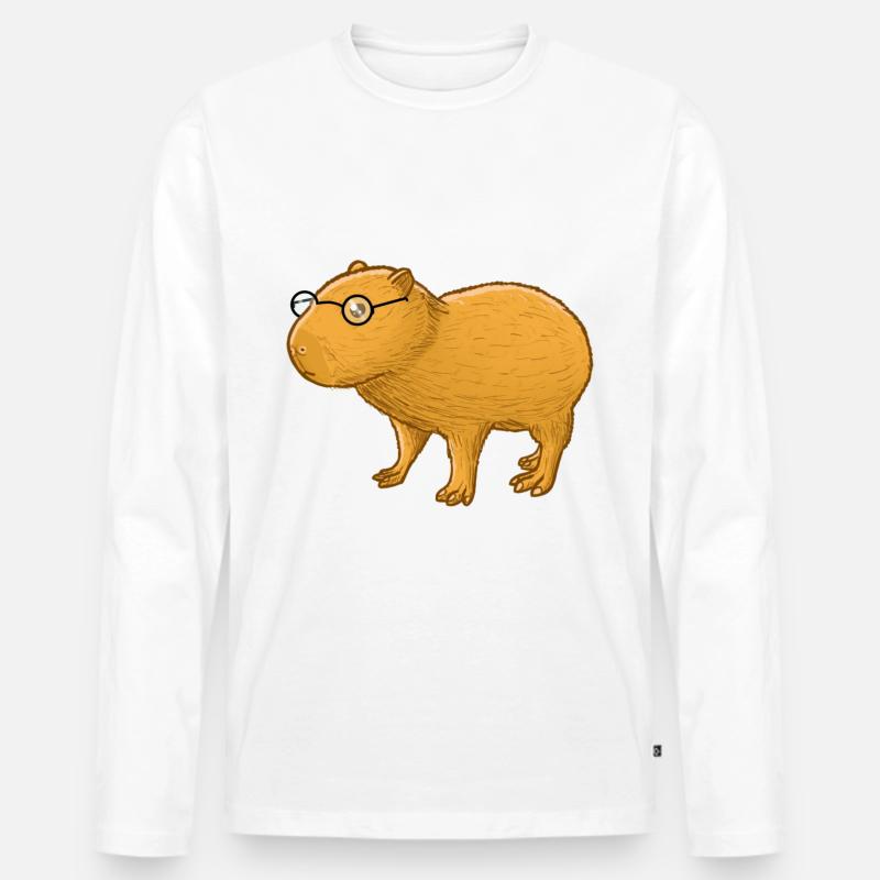 Nerd Capybara - Männer Premium Bio Langarmshirt - undefined
