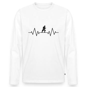 Herzschlag Feuerwehrmann - T-Shirt - Männer Premium Bio Langarmshirt - Weiß - Vorne - Nico (187cm)