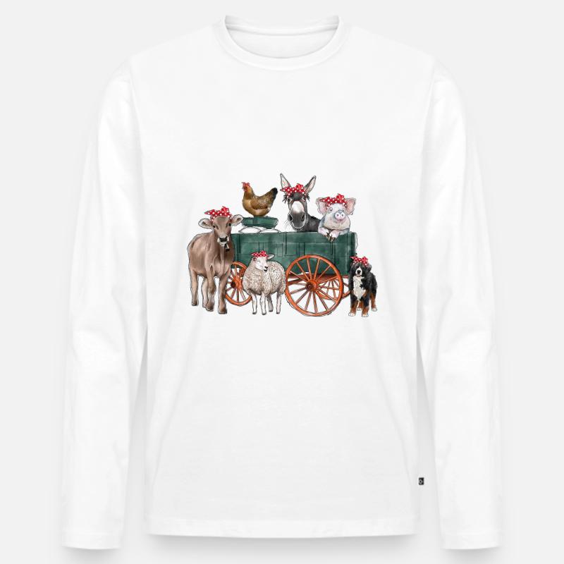 Nutztiere Wagon - Männer Premium Bio Langarmshirt - Weiß