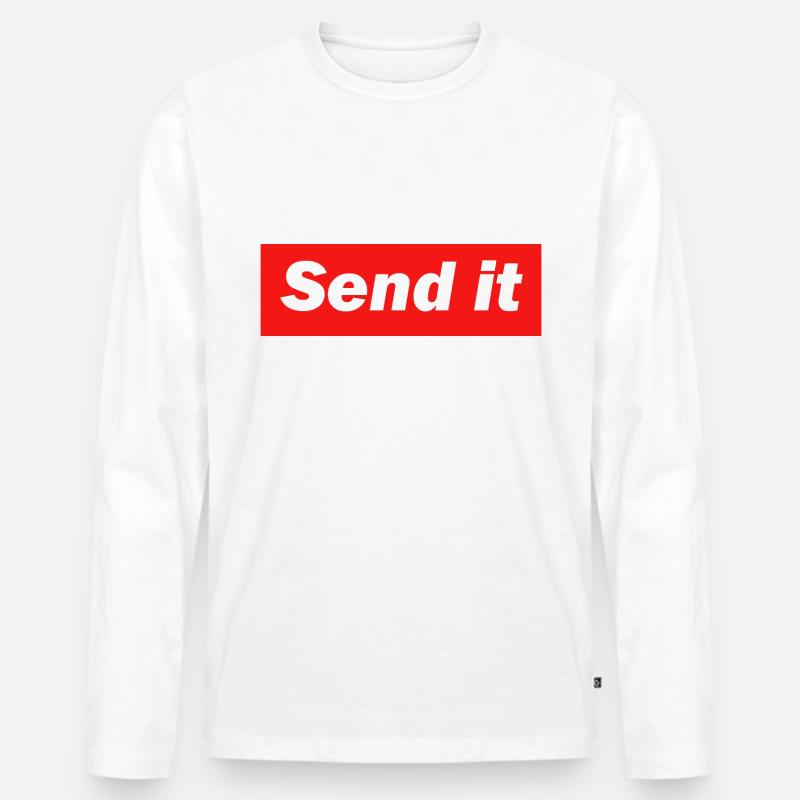 Send it - Männer Premium Bio Langarmshirt - Weiß