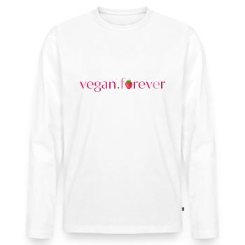 Vegane Himbeere für immer - Männer Premium Bio Langarmshirt - Weiß - Vorne - Nico (187cm)