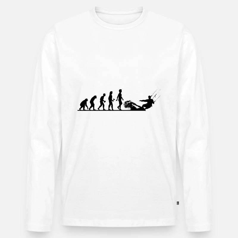 Die Evolution zum Kitesurfer - Männer Premium Bio Langarmshirt - Weiß