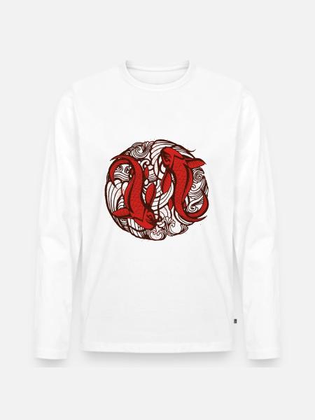 Japanese red fish - Men's Premium Organic Long Sleeve Shirt - white
