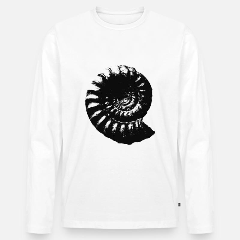 Fossil Geschenkidee Ammonit Urzeit Geschenk - Männer Premium Bio Langarmshirt - Weiß