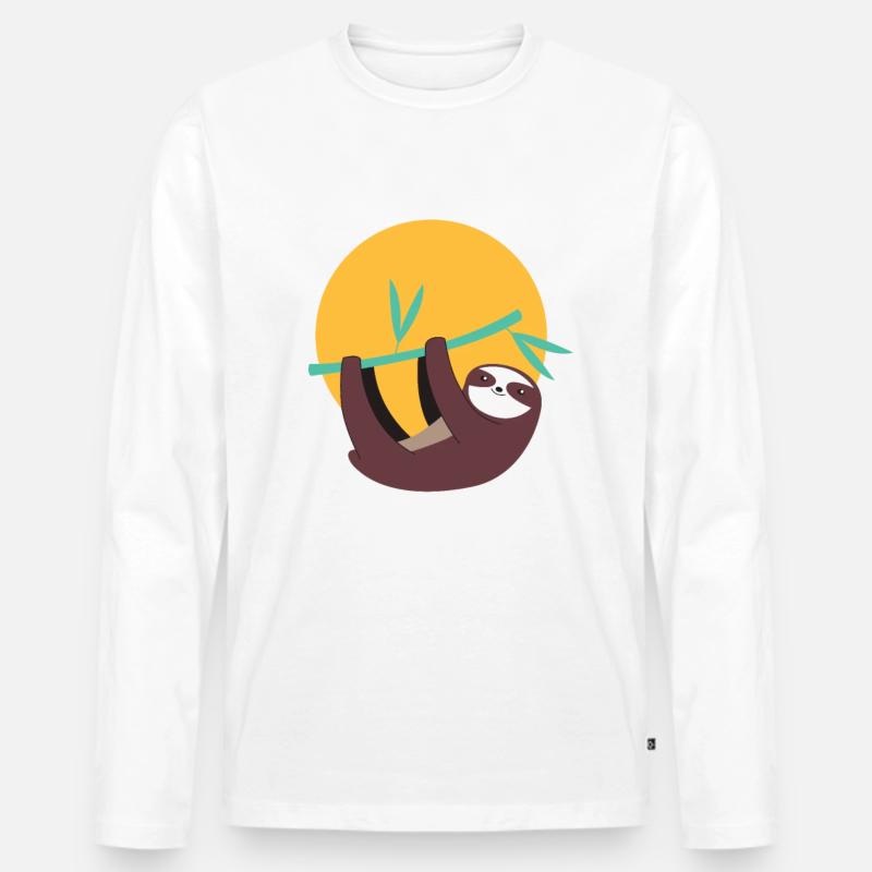 Faultier - Männer Premium Bio Langarmshirt - Weiß