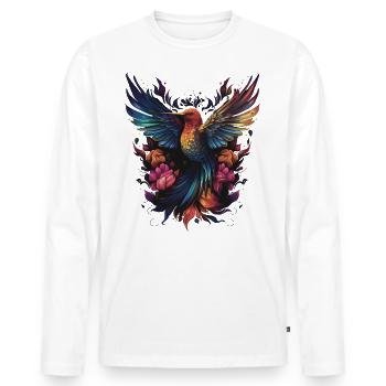 Power Of The Humming Bird - Men's Premium Organic Long Sleeve Shirt - white - Front - Nico (187cm)