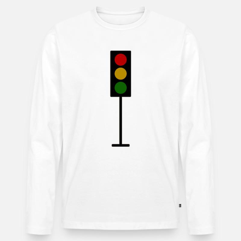 Ampel - Männer Premium Bio Langarmshirt - Weiß