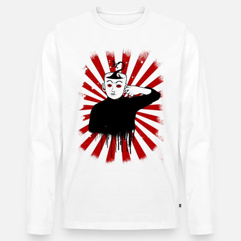 Kaffeetrinker - Kaffeemensch - Kaffeekopf - Coffee - Männer Premium Bio Langarmshirt - Weiß