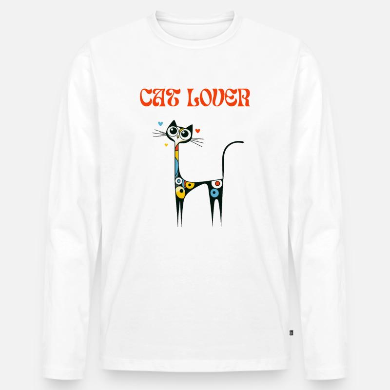 Cat Lover Katze Miró Kunst Malen Katzendame Lustig - Männer Premium Bio Langarmshirt - Weiß
