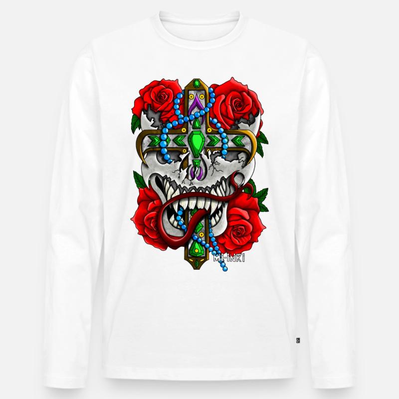Das Rosenkreuz - Männer Premium Bio Langarmshirt - Weiß