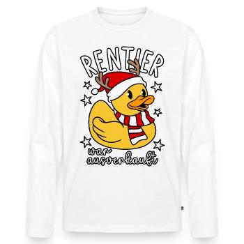 Rentier war ausverkauft - Männer Premium Bio Langarmshirt - Weiß - Vorne - Nico (187cm)