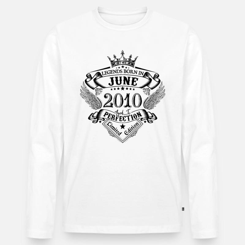 Geburtstag Juni 2010 Juni Jubiläum 2010 - Männer Premium Bio Langarmshirt - Weiß
