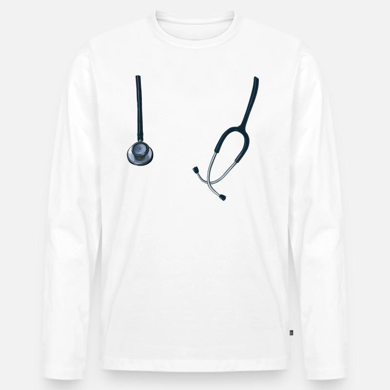 Stethoskop - Männer Premium Bio Langarmshirt - Weiß