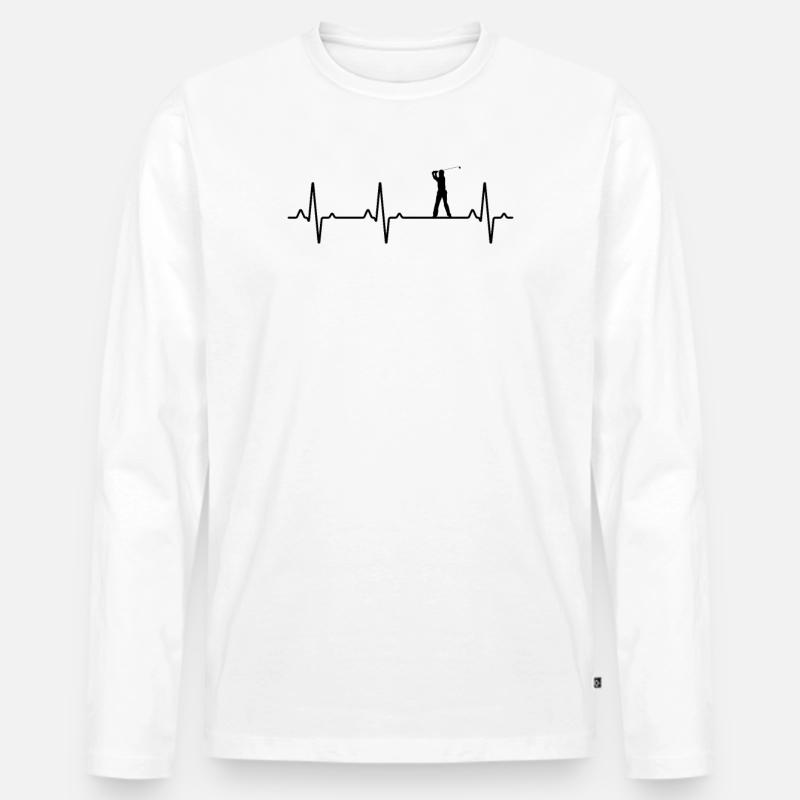 EKG Herzschlag Golf Golfer Design - Männer Premium Bio Langarmshirt - Weiß