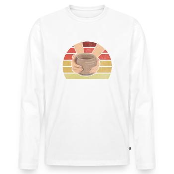 Poterie amusante Poterie - T-shirt manches longues Premium bio Homme - blanc - Devant - Nico (187cm)