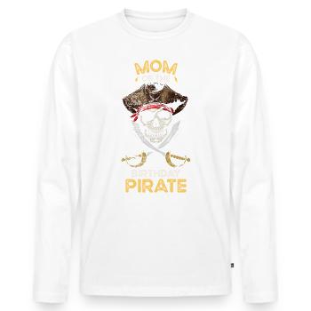 Fête d’anniversaire pirate maman - T-shirt manches longues Premium bio Homme - blanc - Devant - Nico (187cm)