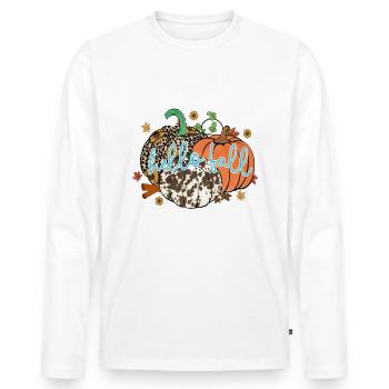 Hello Fall - Men's Premium Organic Long Sleeve Shirt - white - Front - Nico (187cm)