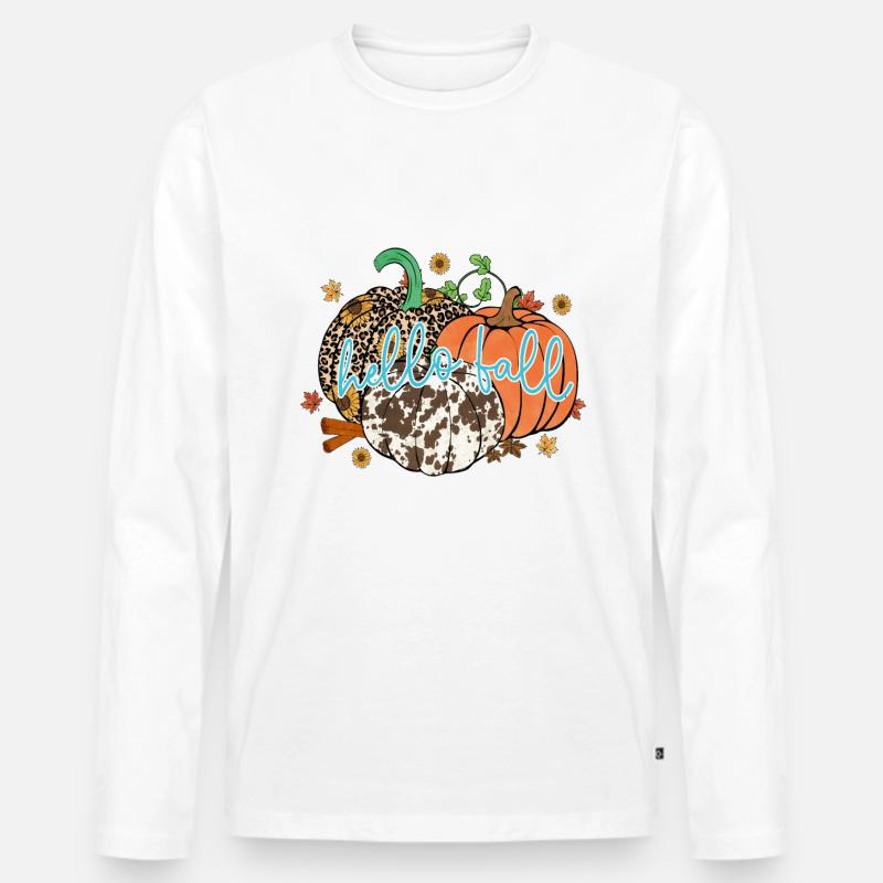 Hallo Herbst - Männer Premium Bio Langarmshirt - Weiß