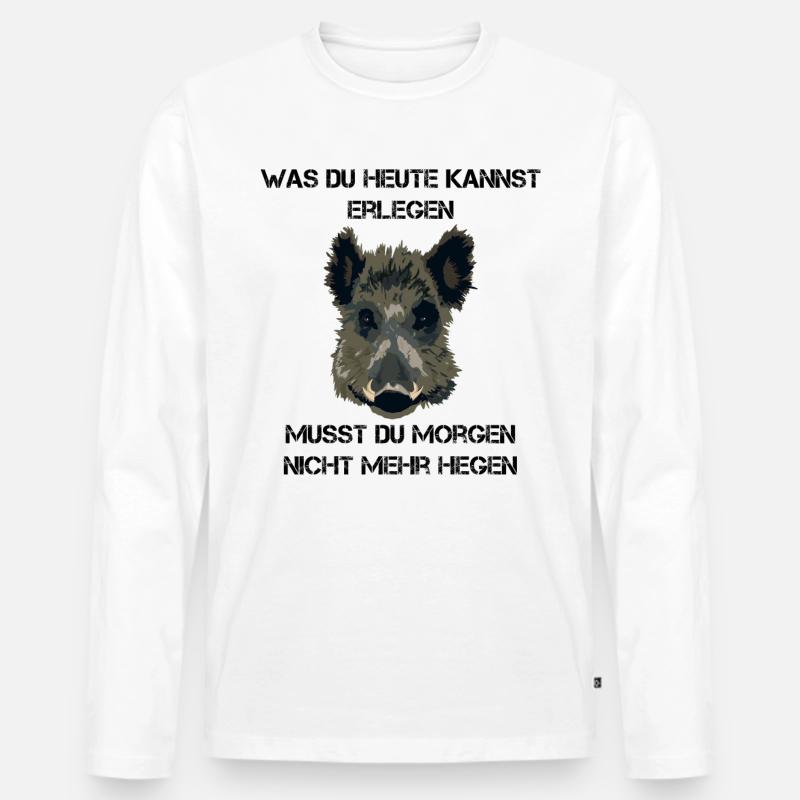 Jäger Wildschwein Jagd Geschenkidee - Männer Premium Bio Langarmshirt - Weiß