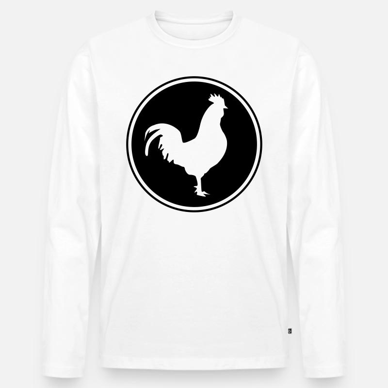 hahn silhouette kreis - Männer Premium Bio Langarmshirt - Weiß