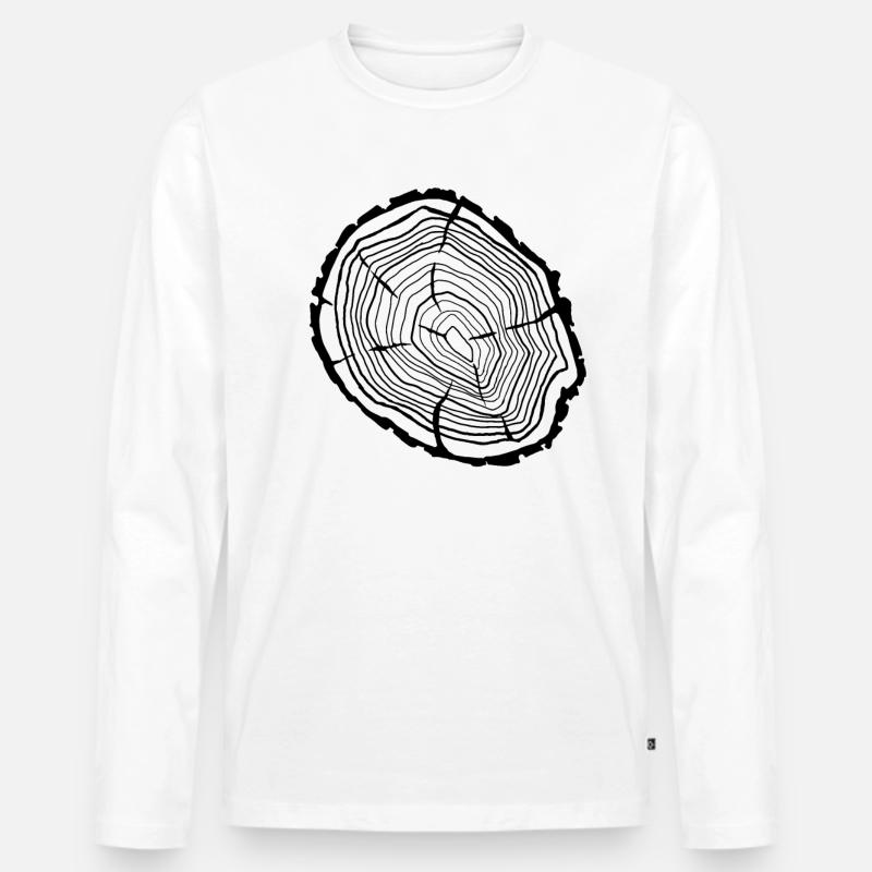 Holzscheibe Baumringe - Männer Premium Bio Langarmshirt - Weiß