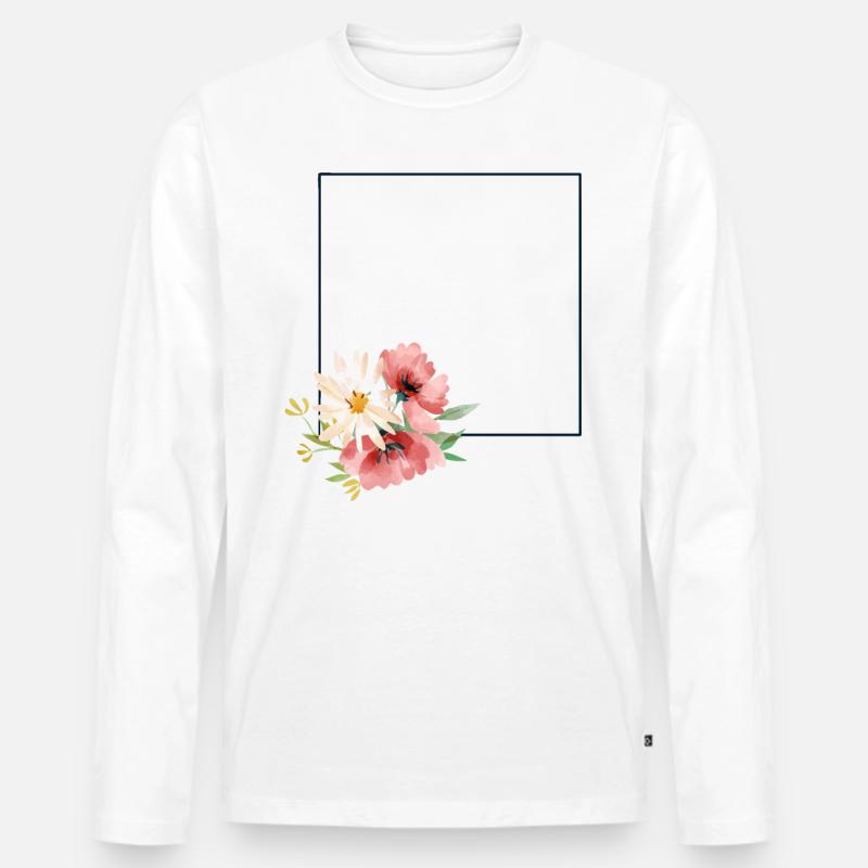 Blumen - Männer Premium Bio Langarmshirt - Weiß