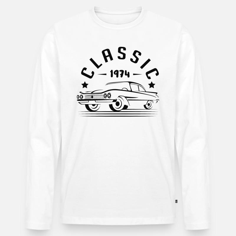 Klassisch 1974. - Männer Premium Bio Langarmshirt - Weiß