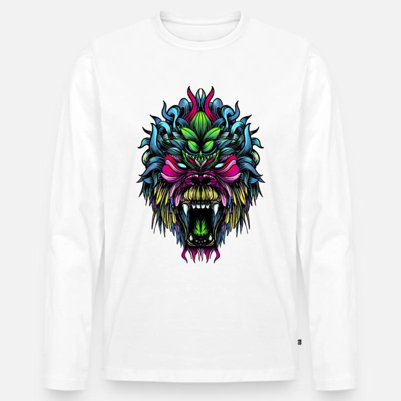 Gorilla Farbe - Männer Premium Bio Langarmshirt - Weiß