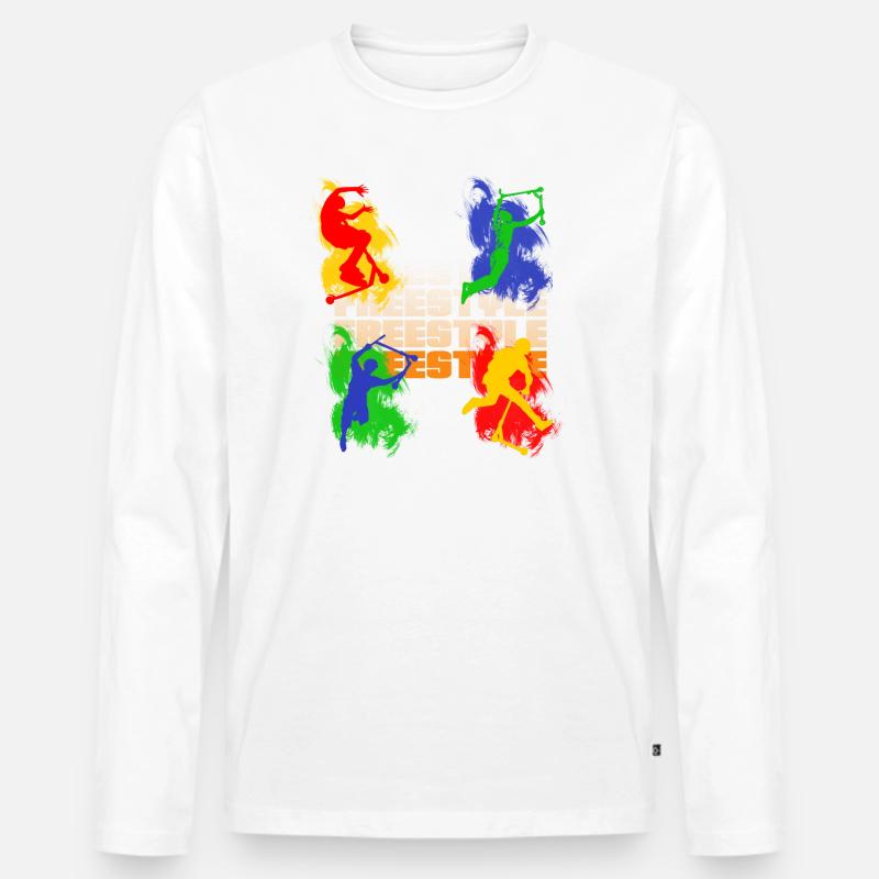 Freestyle-Roller - Männer Premium Bio Langarmshirt - Weiß