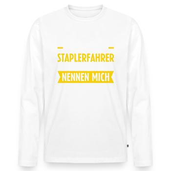 Gabelstapler Lagerist Lager Papa Staplerfahrer - Männer Premium Bio Langarmshirt - Weiß - Vorne - Nico (187cm)