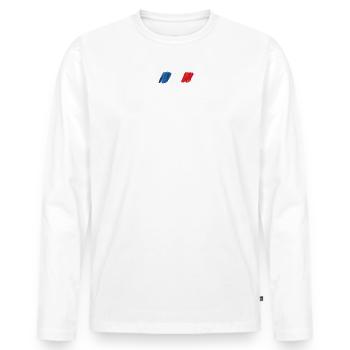 pas de panique on gère - T-shirt manches longues Premium bio Homme - blanc - Devant - Nico (187cm)