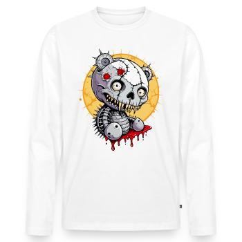 Teddy Skull / Skull Horror Soft Toy FS0076 - Men's Premium Organic Long Sleeve Shirt - white - Front - Nico (187cm)