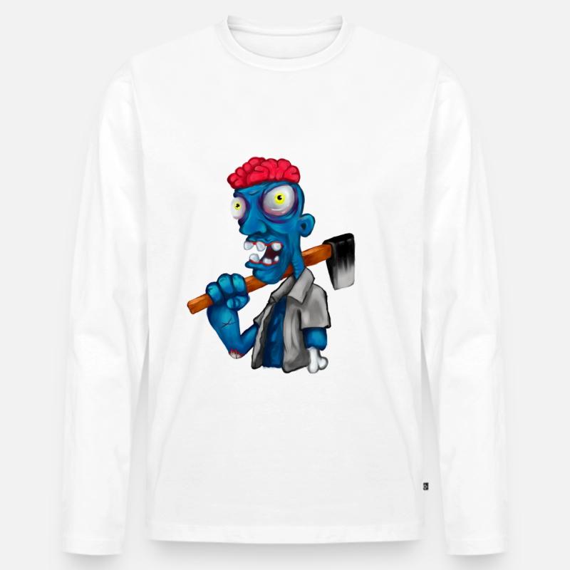 Blue Zombie - Männer Premium Bio Langarmshirt - Weiß
