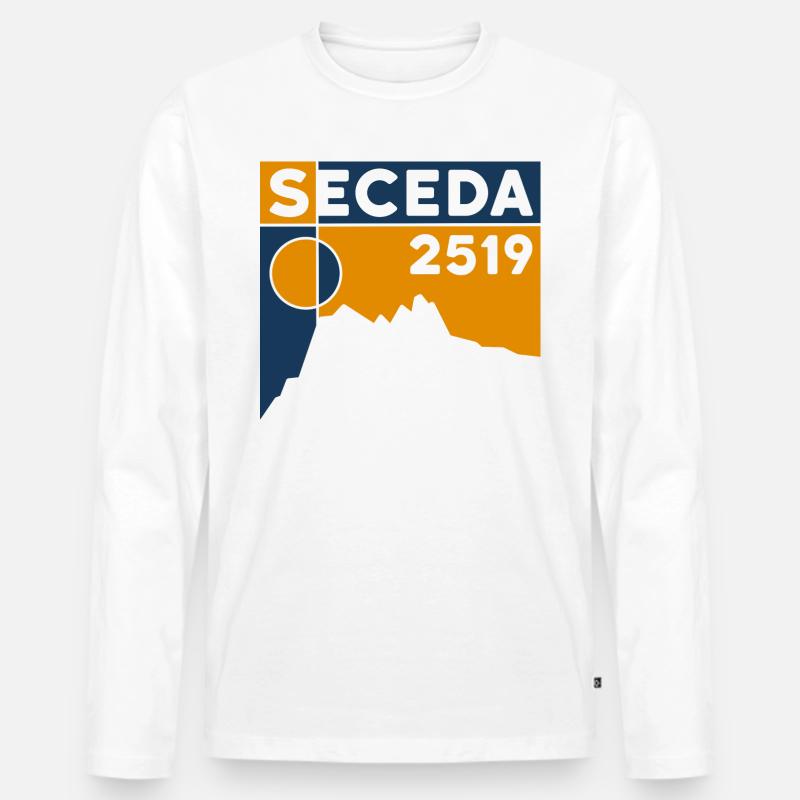 Seceda Dolomiten - Männer Premium Bio Langarmshirt - Weiß